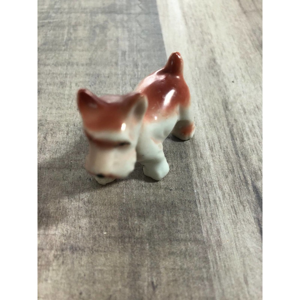 Vintage French Terry Porcelain Dog Brown and White Figurine (ava)